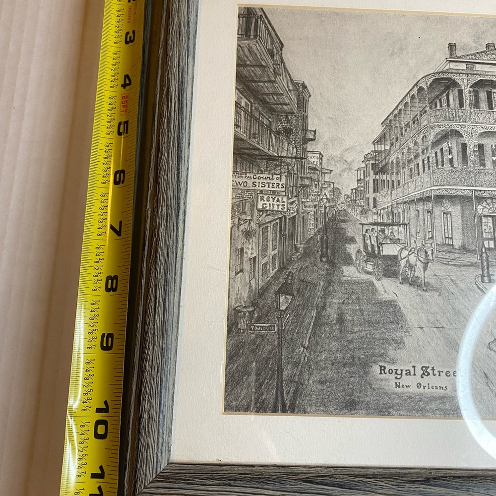 New Orleans Sketch Print Framed & Matted Archie C. Boyd Royal Street Framed - Picture 3 of 5